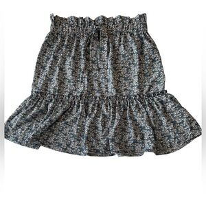 Women’s NWOT Tiered Ditsy Floral Skirt Country Blue Cream Size L Cottagecore